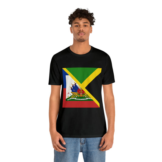 Half Haitian Jamaican Flag Tee | Haiti Jamaica Men Women Shirt