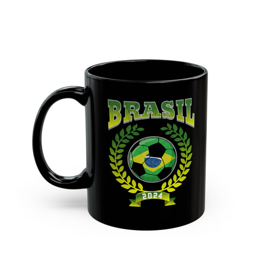 Brasil 2024 Soccer Football Championship Games Brazil Team 11 oz Black Mug