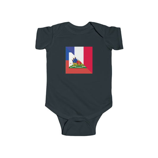 Haitian French Flag Half Haiti France Baby Bodysuit | Newborn Boy Girl
