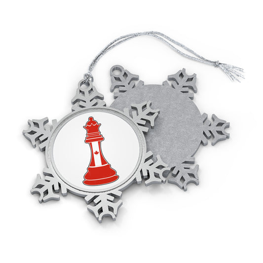 Canadian Queen Flag Chess Piece Canada Pewter Snowflake Ornament