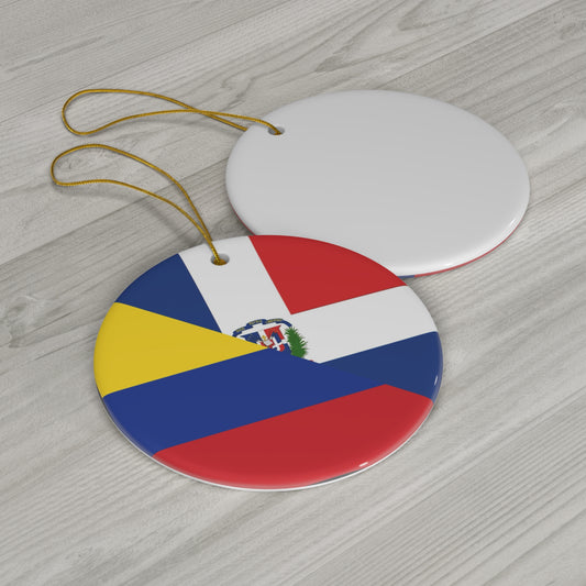 Dominican Colombian Flag Ceramic Ornaments | DR Colombia Dominican Republic Christmas Tree