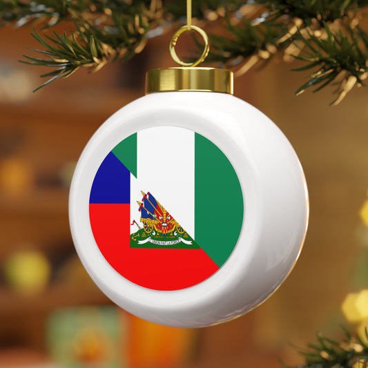 Haitian Nigerian Flag Half Haiti Nigeria Christmas Tree Ball Ornament