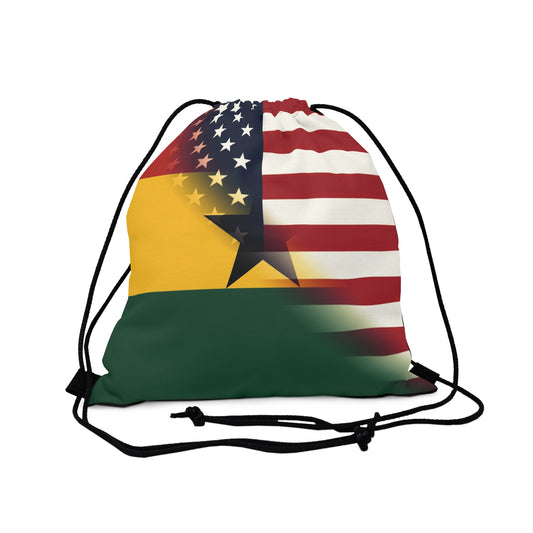 Ghanian American Outdoor Drawstring Bag | Half Ghana USA Gym Sack