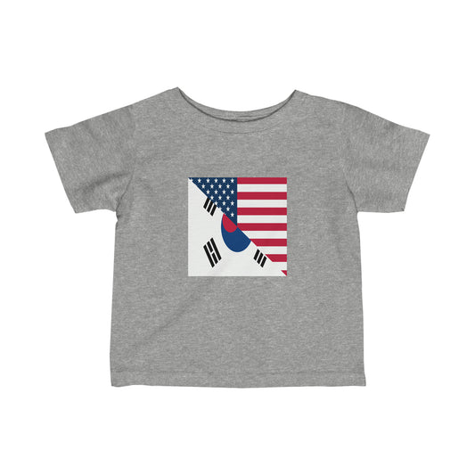 Infant South Korean American Flag Half South Korea USA Toddler Tee Shirt