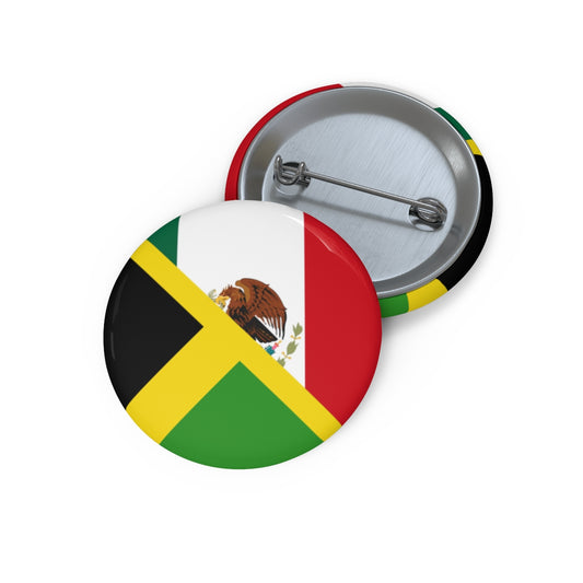 Jamaican Mexican Flag Pin Button | Jamaica Mexico Pins