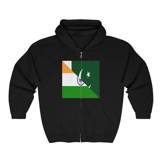 Pakistani Indian Flag Pakistan India Zip Hoodie | Hooded Sweatshirt