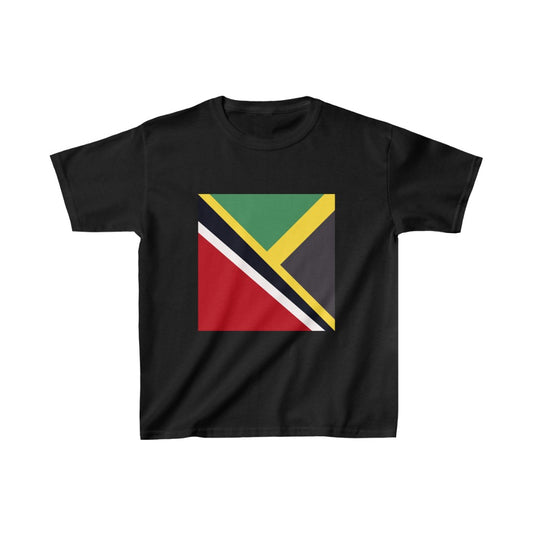 Kids Trini Jamaican Flag | Trinidad Jamaica Flag T-Shirt | Unisex Tee Shirt