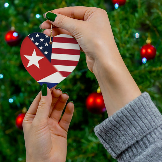 Cuban American Flag Ceramic Ornaments | Cuba America Christmas Tree