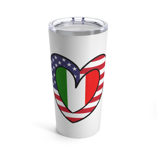 American Italian Flag Inner Heart USA Italy Tumbler 20oz