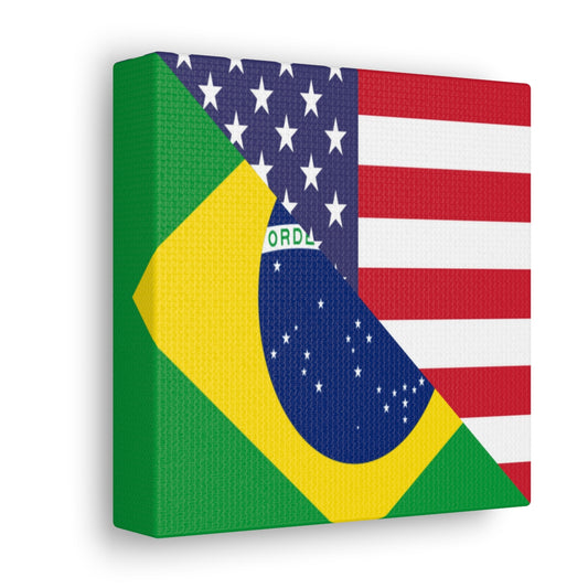 Brazilian American Flag Half Brazil USA Brasil Canvas Gallery Wraps | Wall Art