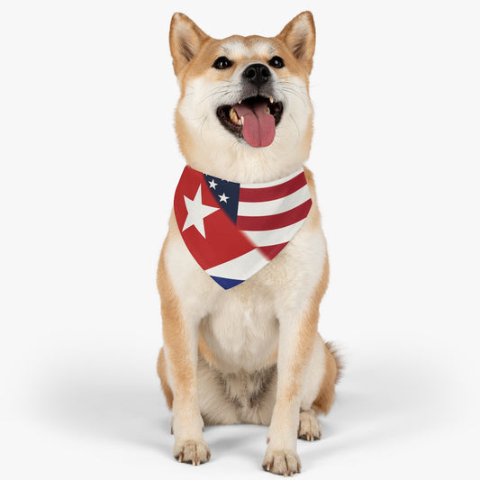 Half Cuba America Bandana Collar | USA Cuban Pet Dog Cat Animal Ships from US