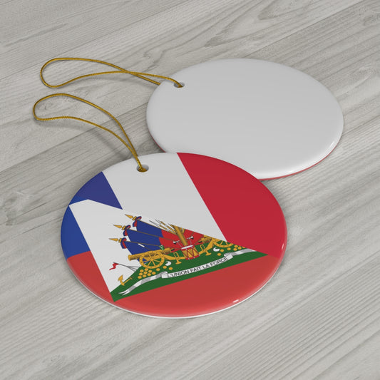 French Haitian Flag Ceramic Ornaments | France Haiti Christmas Tree