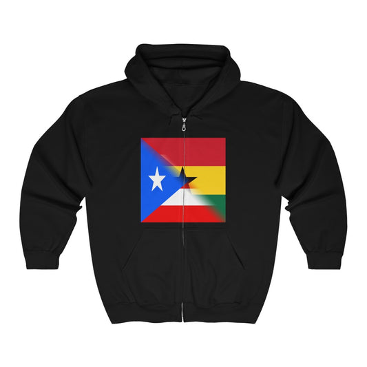 Puerto Rican Ghanaian Flag PR Ghana Zip Hoodie | Hooded Sweatshirt
