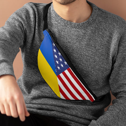 Ukraine America Flag Fanny Pack | USA Ukrainian American Belt Bag