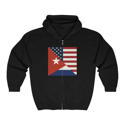 Cuba America Flag | USA Cuban Flag Zip Hoodie | Hooded Sweatshirt