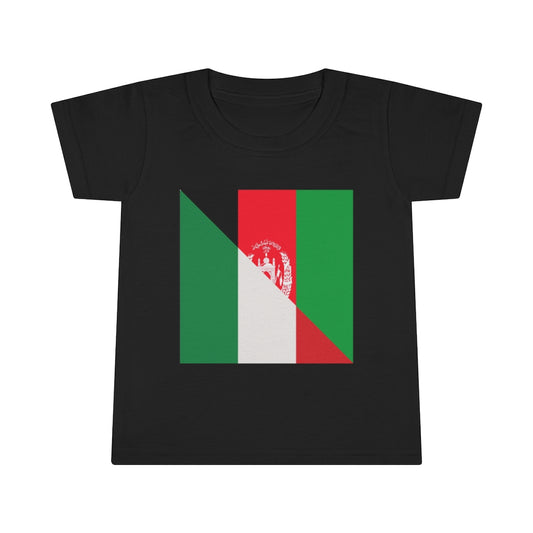 Toddler Half Italian Afghanistan Flag T-Shirt | Italy Boy Girl Clothes