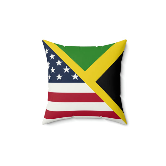 Jamaican American Flag | Jamaica United States Spun Polyester Square Pillow