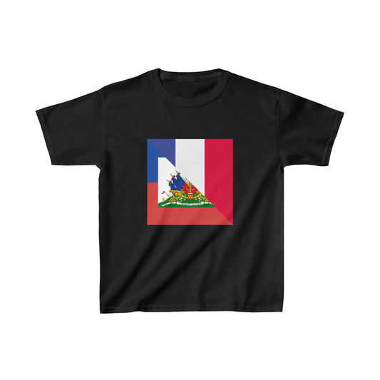 Kids Haiti France Flag | Half Haitian French Flag Ayiti T-Shirt | Unisex Tee Shirt
