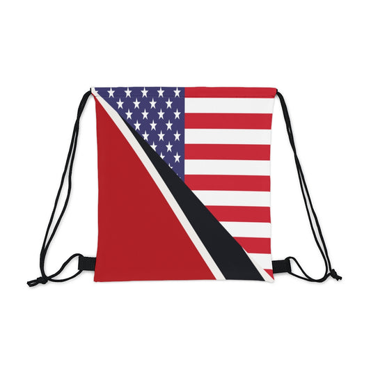 Trinidad and Tobago American Outdoor Drawstring Bag | Half Trini USA Gym Sack