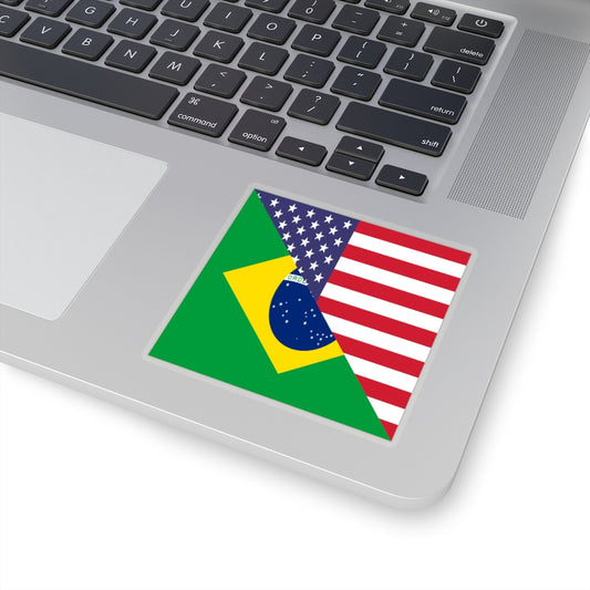 Brazilian American Flag Sticker | Brazil USA Stickers