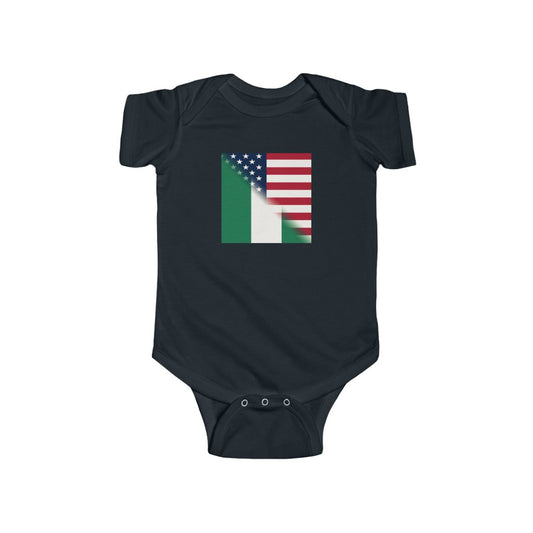 Nigerian American Flag Baby Bodysuit | USA Nigeria Naija