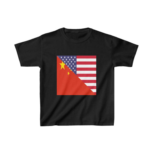 Kids Chinese American Flag China USA T-Shirt | Unisex Tee Shirt