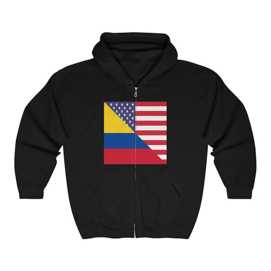 Colombian American Flag Colombia USA Zip Hoodie | Hooded Sweatshirt