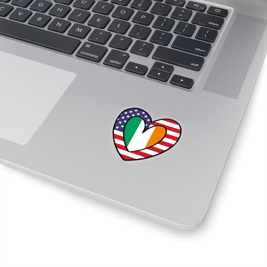 American Irish Flag Inner Heart Sticker | USA Ireland Accessory