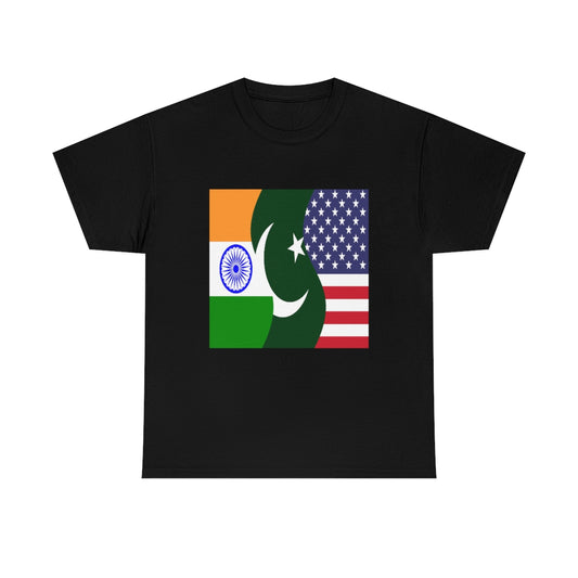 Indian Pakistani American Flag Tee Shirt | Pakistan India USA Tshirt