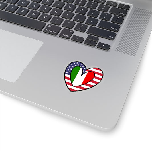 American Italian Flag Inner Heart Sticker | USA Italy Accessory