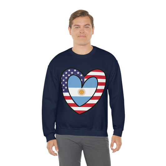 Argentinian American Heart Valentines Day Gift Sweatshirt | Unisex Argentina USA Flag