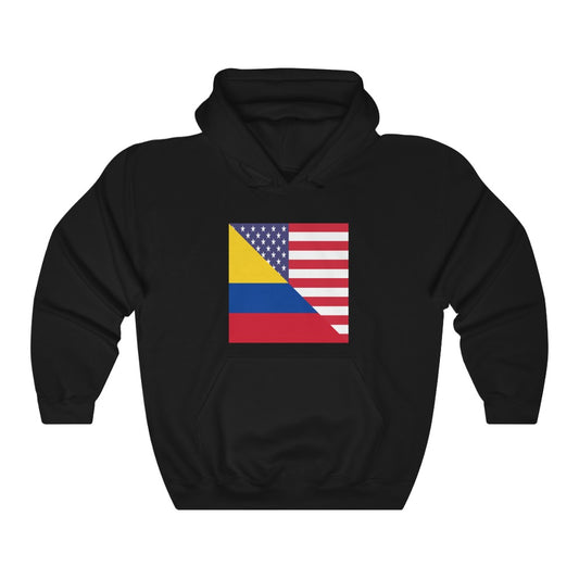 Colombian American Flag Hoodie | Unisex Half Colombia Pullover