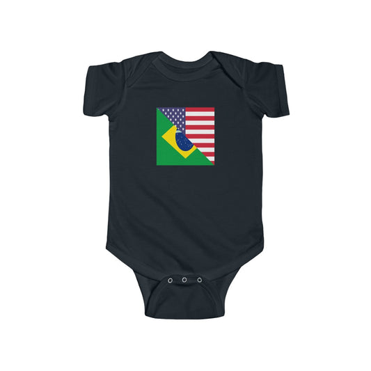 Brazilian American Flag Baby Bodysuit | Brazil USA Newborn Boy Girl