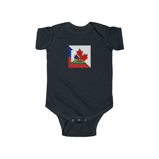 Half Haitian Canadian Flag Baby Bodysuit | Haiti Canada Clothes