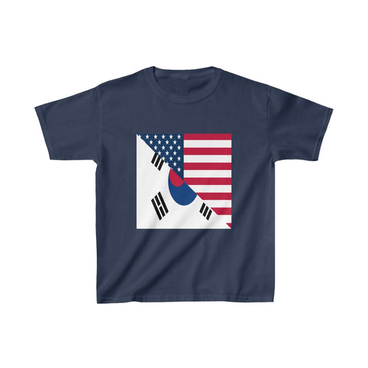 Kids South Korean American Flag Half South Korea USA T-Shirt | Unisex Tee Shirt
