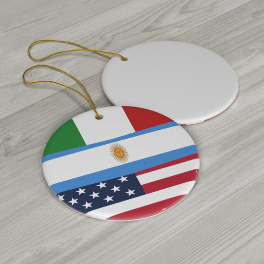 Italian Argentinian American Flag Ceramic Ornaments | Italy Argentina USA Christmas Tree