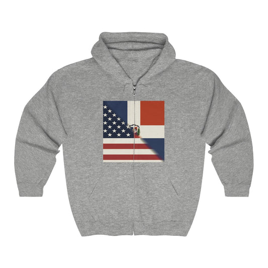 Dominican Republic America Flag | US D.R. Zip Hoodie | Hooded Sweatshirt