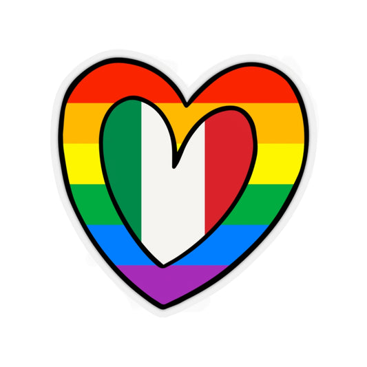 Italian Pride Rainbow Flag Heart Sticker | Italy Pride Month Accessory