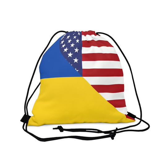 Ukrainian American Outdoor Drawstring Bag | Half Ukraine USA Gym Sack