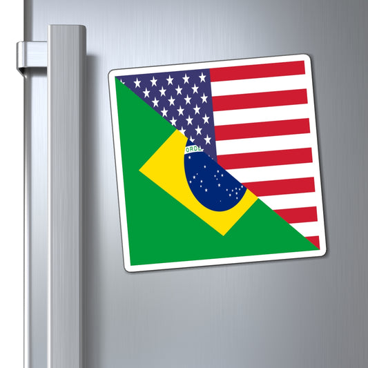 Brazilian American Flag Half Brazil USA Brasil Magnet