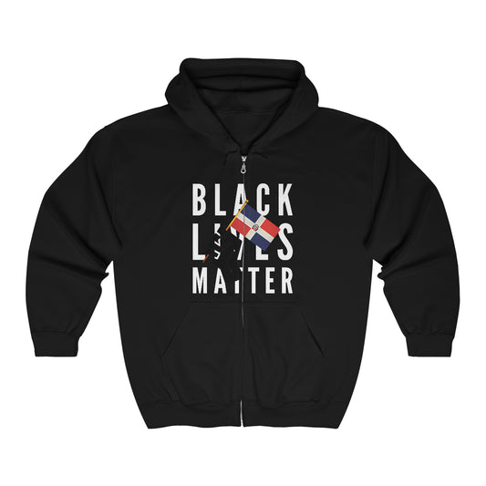 Black Lives Matter Dominican Republic | BLM DR Flag Zip Hoodie | Hooded Sweatshirt