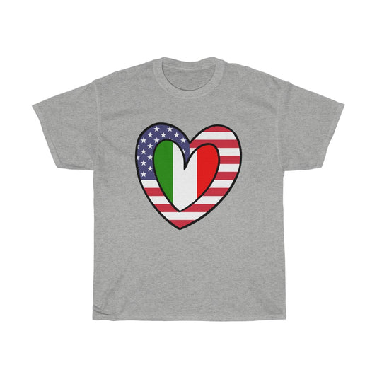 American Italian Flag Inner Heart Tee | Unisex Italy USA Shirt