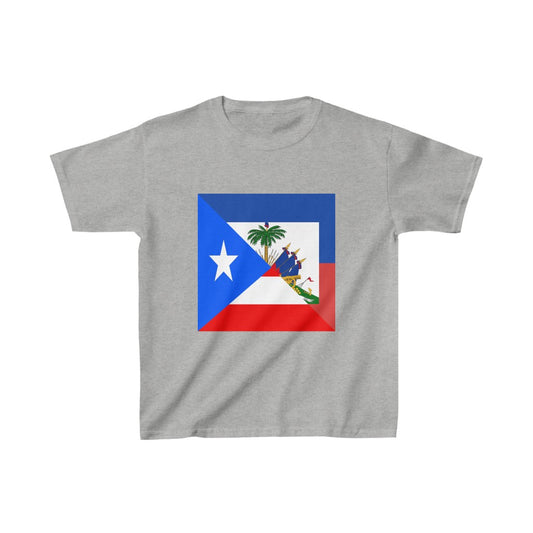 Kids Puerto Rican Haitian Flag Half PR Haiti T-Shirt | Unisex Tee Shirt
