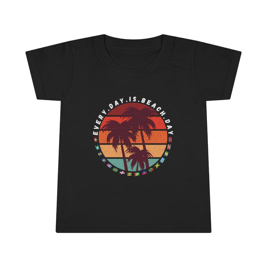 Toddler Every Day Is Beach Day Caribbean Flags T-Shirt | Unisex Tee