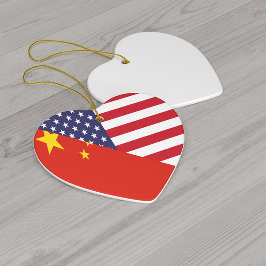 Chinese American Flag Ceramic Ornaments | China USA Christmas Tree