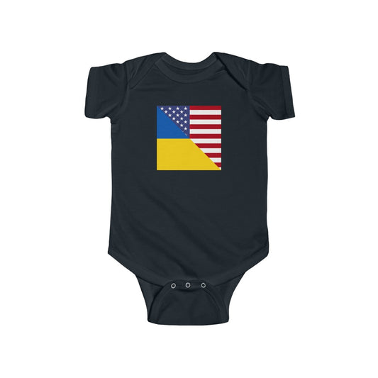 Ukraine America Flag Baby Bodysuit | USA Ukrainian Clothing