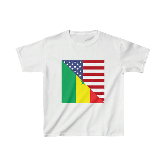 Kids Senegalese American Flag Half Senegal USA T-Shirt | Unisex Tee Shirt