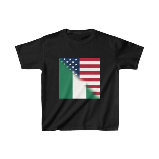 Kids Nigeria America Flag | United States Half Nigerian T-Shirt | Unisex Tee Shirt