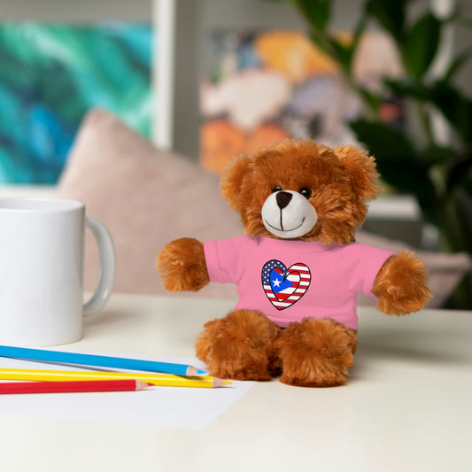 Puerto Rican American Valentines Day Gift Stuffed Animal | PR USA Flag Toy