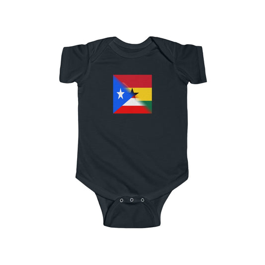 Puerto Rican Ghanaian Flag Baby Bodysuit | Ghana Newborn Girl Boy